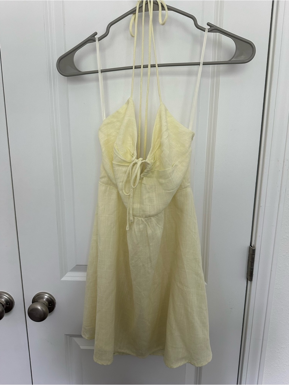 Princess Polly Tassos Mini Dress Lemon Linen Blend - Picture 2 of 5